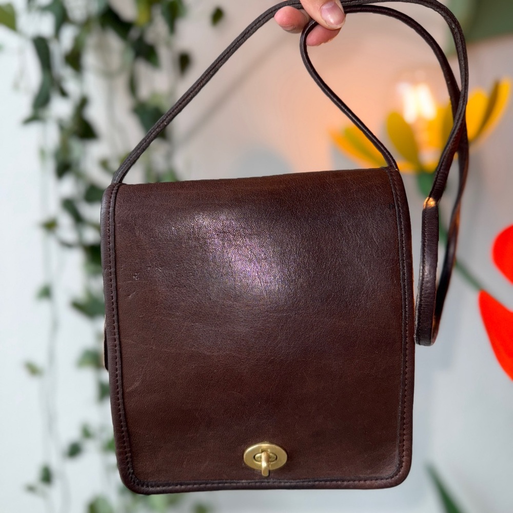 90s Vintage Coach Chocolate Brown Companion Crossbody Bag